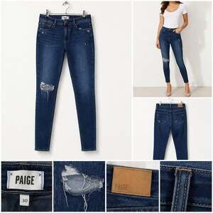 PAIGE Brigitte High Rise Slim Boyfriend Distressed Denim Jeans Size 30
